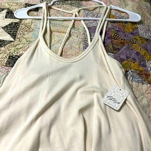 NWT Free people ribbed spaghetti strap tank with knotted back detail